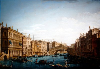 Der Große Kanal mit Blick nach Norden zur Rialto-Brücke von Pietro Bellotti