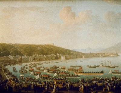 Die Abreise von Karl III. von Spanien aus der Bucht von Neapel (Italien) von Pietro Fabris