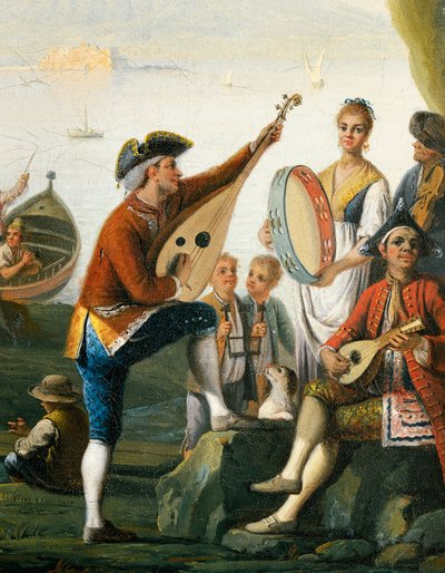 Szenen des Alltagslebens in einer Höhle in Posillipo (Detail) von Pietro Fabris