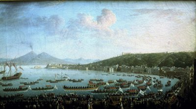 Die Bucht von Neapel am Tag der Abreise von Karl III. von Pietro Fabris