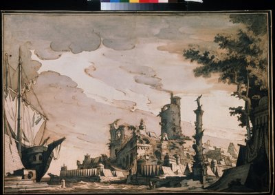 Ansicht eines Hafens von Pietro Gonzaga