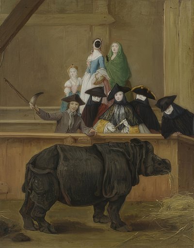 Die Zurschaustellung eines Nashorns in Venedig von Pietro Longhi