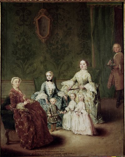 Porträt der Familie Sagredo. Gemälde von Pietro Longhi von Pietro Longhi