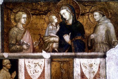 Madonna und Kind zwischen St. Franziskus und St. Johannes dem Evangelisten, ca. 1320er von Pietro Lorenzetti