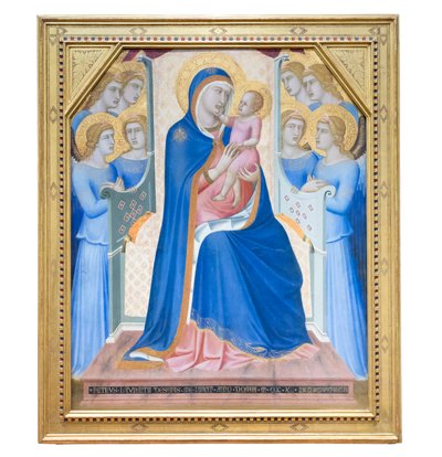 Madonna und Kind auf dem Thron mit acht Engeln von Pietro Lorenzetti