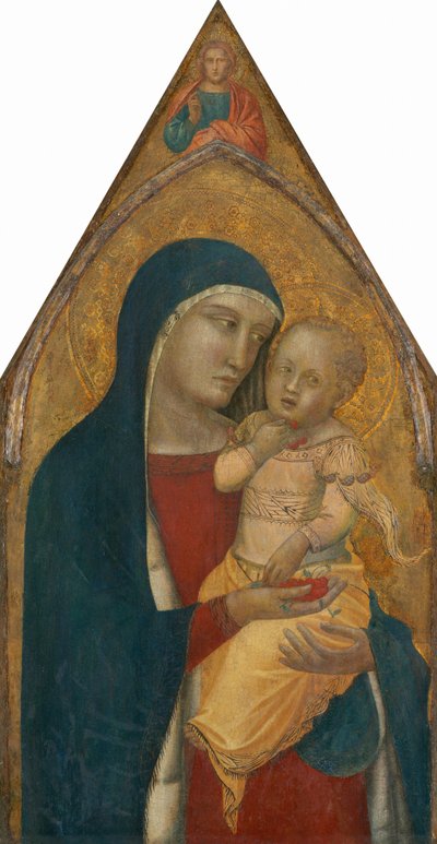 Madonna mit Kind, mit dem segnenden Christus (Mittelteil) von Pietro Lorenzetti
