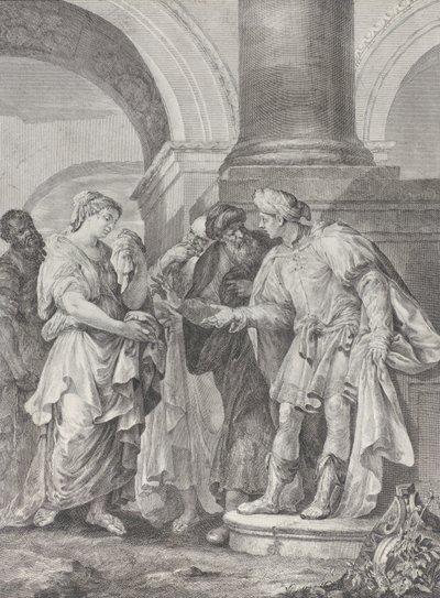 Daniel streitet mit den Ältesten, während Susanna links steht von Pietro Monaco