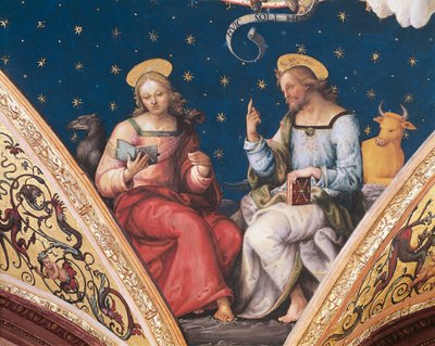 St. Lukas und St. Johannes (Detail) von Pietro Perugino