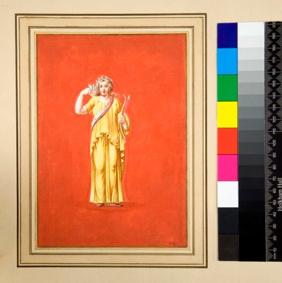 Weibliche Figur in Gelb, Bogen und Pfeil in der rechten Hand von Pietro Santi Bartoli