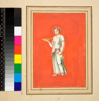 Weibliche Figur auf Sockel mit Patera und Amphore von Pietro Santi Bartoli