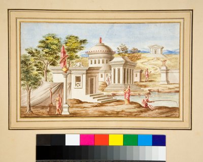 Großes Design einer Wand mit Gemälden von Pietro Santi Bartoli