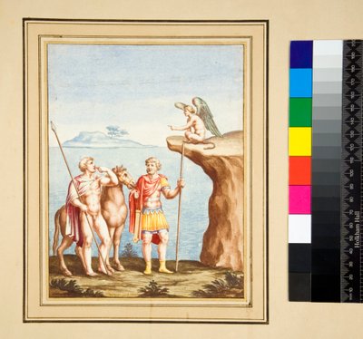 Zwei Figuren und eine Sphinx von Pietro Santi Bartoli