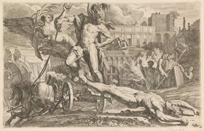 Achilles schleppt den Körper von Hector um die Mauern von Troja von Pietro Testa