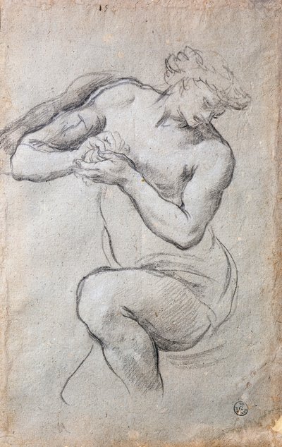 Männliche Figur, Studie für Bacchus im Silberzeitalter-Fresko von Pietro da Cortona