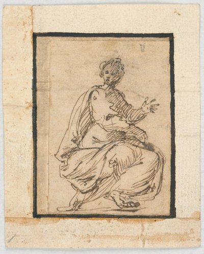 Skizzenbuchseite: Allegorische Figur von Pietro da Cortona