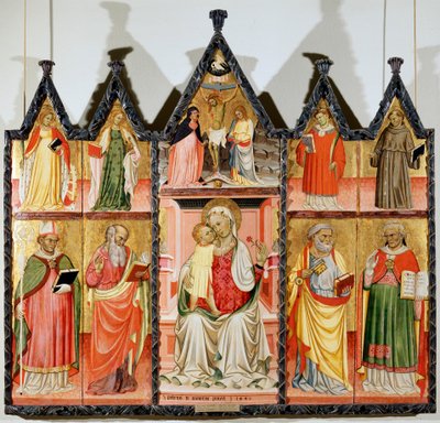 Madonna und Kind mit Heiligen Polyptychon, zehn separate Tafeln, 1440 von Pietro di Giovanni Lianori