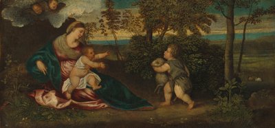 Madonna mit Kind und dem kleinen Johannes in einer Landschaft von Polidoro da Lanciano