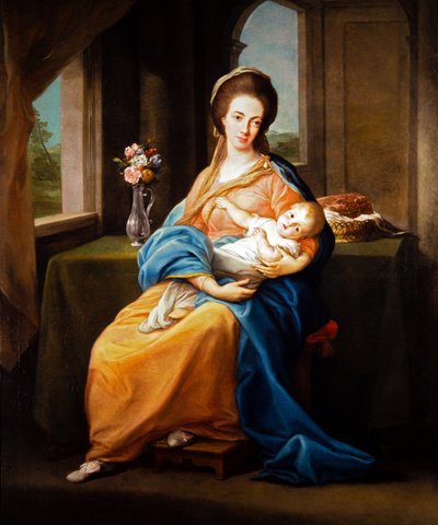 Porträtpaar, Dame mit einem Kind von Pompeo Girolamo Batoni