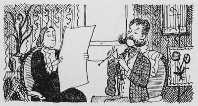 Mann beim Stricken (Lithografie) von Pont