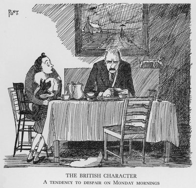 Der britische Charakter, Tendenz zur Verzweiflung am Montagmorgen (Lithografie) von Pont