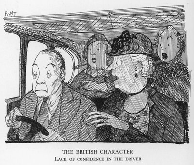 Der britische Charakter, Mangel an Vertrauen in den Fahrer (Lithografie) von Pont
