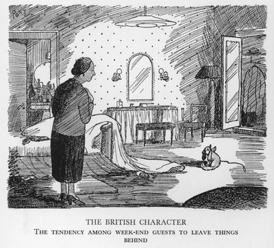 Der britische Charakter, Die Tendenz unter Wochenendgästen, Dinge zurückzulassen von Pont