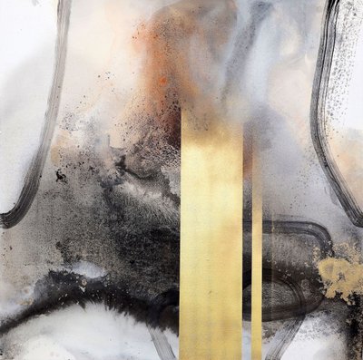 Dynamisches goldenes Abstrakt von Poonam Choudhary