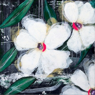 Weiße abstrakte Blüten von Poonam Choudhary