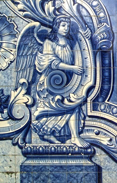 Dekoratives Panel, das einen Engel darstellt, Lamego, Portugal. 1738 von Portuguese School