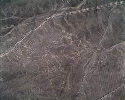 Luftaufnahme einer Affenfigur, Nazca-Linien von Prehistoric Prehistoric