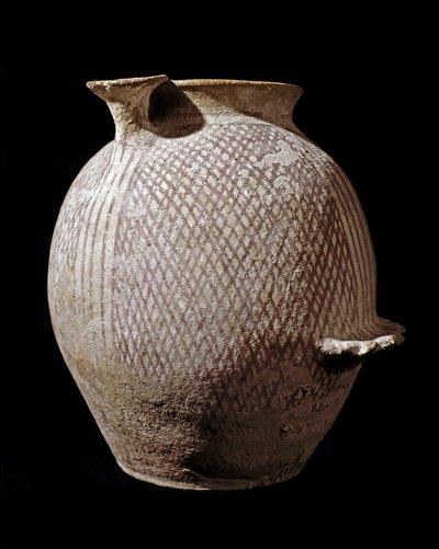 Prähistorisch: Polychrome Keramikvase aus Jericho. 3000-2100 v. Chr. Amman, Archäologisches Museum, Jordanien von Prehistoric Prehistoric
