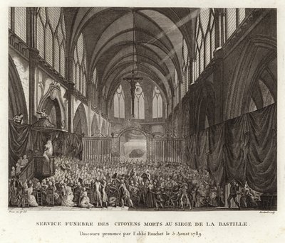 Trauergottesdienst für Bürger, die bei der Belagerung der Bastille getötet wurden von Prieur