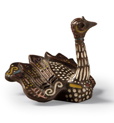 Ein Bronze- und Emaille-Papiergewicht in Form eines Schwans von Princess Maria Tenisheva