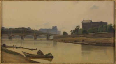 Le pont de la Concorde vu du quai de la Conférence, ca. 1830 von Prosper Barbot