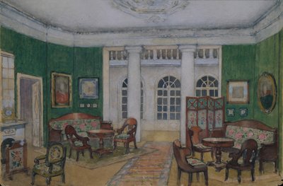 Bühnenbild für die Oper Eugen Onegin von P. Tschaikowski, 1900er von Pyotr Borisovich Lambin