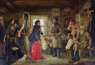 Vor der Hochzeit, um 1900 von Pyotr Ivanovich Tselebrovski