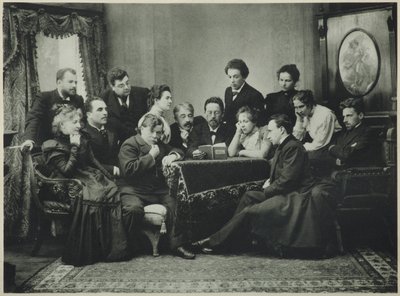 Anton Tschechow liest Die Möwe mit der Moskauer Künstlertheatergruppe, 1899 von Pyotr Petrovich Pavlov