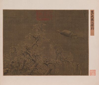 Allein im eisigen Fluss fischen von Qing Dynasty Chinese School