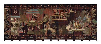 Zwölfteiliger Coromandel-Bildschirm, 18. Jahrhundert von Qing Dynasty Chinese School