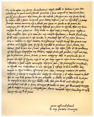 Brief von Königin Maria I. an Lord Seymour von Sudeley, 4. Juni 1547 von Queen Mary I