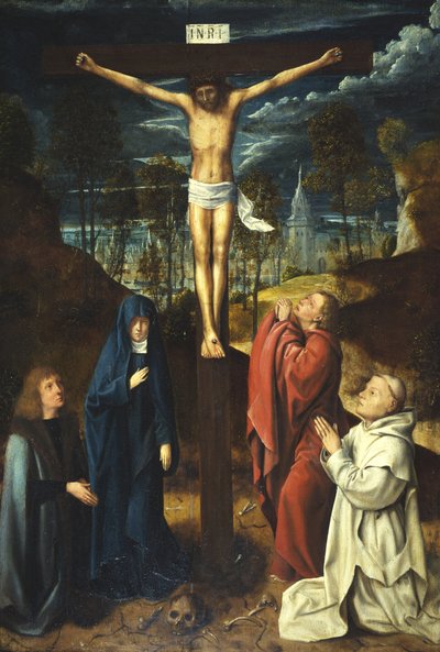 Christus am Kreuz zwischen der Jungfrau, dem Heiligen Johannes und zwei Stiftern von Quentin (workshop of) Massys or Metsys