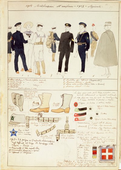 Uniformvariationen des Königreichs Italien, Farbtafel von Quinto Cenni von Quinto Cenni