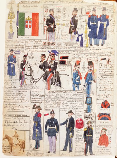 Uniformen des italienischen Risorgimento, Farbtafel von Quinto Cenni von Quinto Cenni
