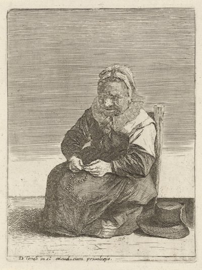 Alte Frau mit einem Rosenkranz von Quirin Boel (attributed to)
