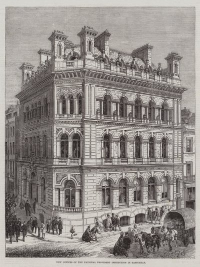 Neue Büros der National Provident Institution in Eastcheap von R. Dudley