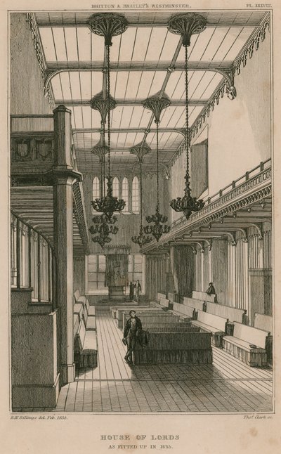 House of Lords, Westminster, London, eingerichtet 1835 von R. W. Billings