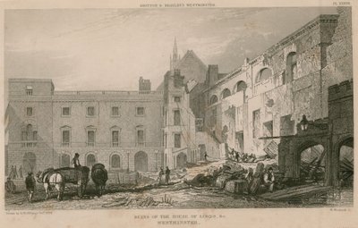 Ruinen des House of Lords, Westminster, London von R. W. Billings