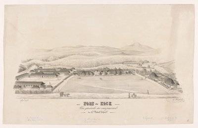 Ansicht von Fort de Kock Fort de Kock / Gesamtansicht des Lagers / des 17. Bataillons Infanterie von R. Walthert (signed by artist)