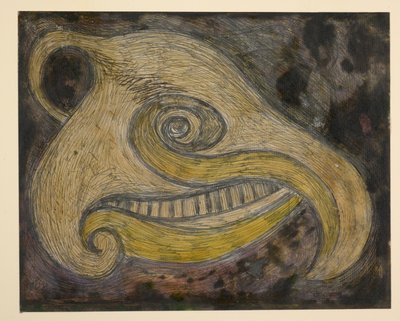 Ein zoomorpher Kopf, der Anspielungen auf einen Schafsschädel mit einem knöchernen Schnabel kombiniert von Rabindranath Tagore