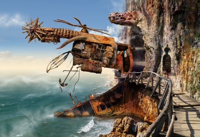 Verrostete Flugmaschine am Kliff von Radoslav Penchev